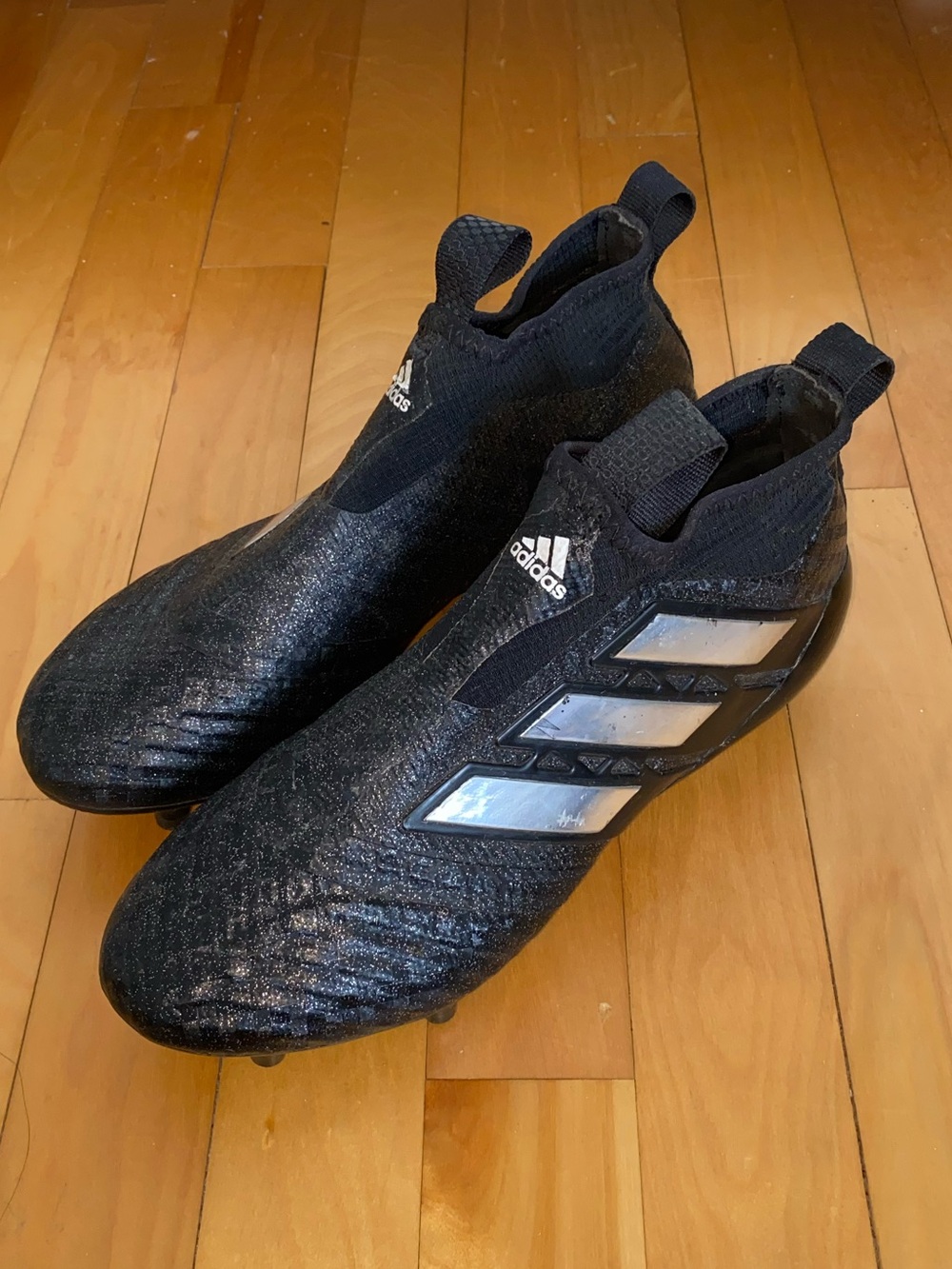 Adidas Black Soccer Cleats with Silver Stripes - Ace 17 Pure Control FG